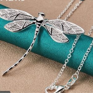 Elegant 925  Silver Dragonfly Pendant Necklace